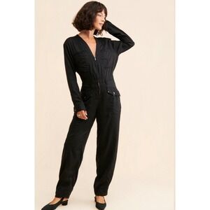 Free People Time For Me Coverall Jumpsuit Small Black Utility Gorpcore Boho
